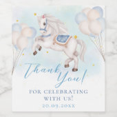 Märchenbaby Pony Blue Ballons Stars Celebrate Weinetikett (Einzelnes Label)