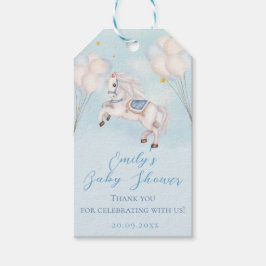 Märchenbaby Pony Blue Ballons Stars Dusche Geschenkanhänger