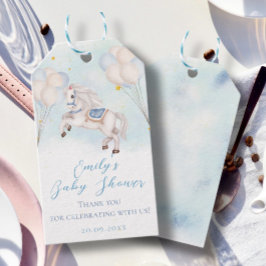 Märchenbaby Pony Blue Ballons Stars Dusche Geschenkanhänger