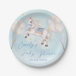 Märchenbaby Pony Blue Ballons Stars Dusche Pappteller