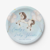 Märchenbaby Pony Blue Ballons Stars Dusche Pappteller (Vorderseite)