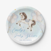 Märchenbaby Pony Blue Ballons Stars Dusche Pappteller (Vorderseite)