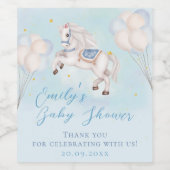 Märchenbaby Pony Blue Ballons Stars Dusche Weinetikett (Einzelnes Label)
