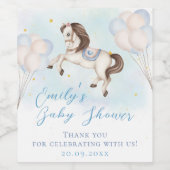 Märchenbaby Pony Blue Ballons Stars Dusche Weinetikett (Einzelnes Label)