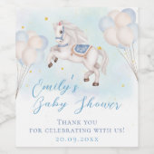Märchenbaby Pony Blue Ballons Stars Dusche Weinetikett (Einzelnes Label)