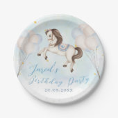 Märchenbaby Pony Blue Ballons Stars Geburtstag Pappteller (Vorderseite)