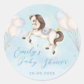 Märchenbaby Pony Blue Ballons Stern Dusche Runder Aufkleber (Vorderseite)
