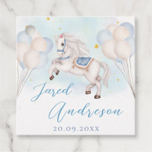 Märchenbaby Pony Blue Ballons zum Geburtstag Geschenkanhänger
