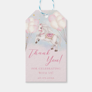 Märchenbaby Pony Rosa Ballons Stars Danke Geschenkanhänger