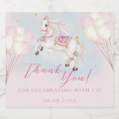 Märchenbaby Pony Rosa Ballons Stars Danke Schaumweinetikett (Einzelnes Label)