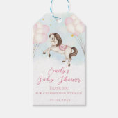 Märchenbaby Pony Rosa Ballons Stars Dusche Geschenkanhänger (Vorderseite)
