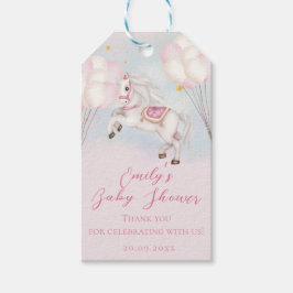Märchenbaby Pony Rosa Ballons Stars Dusche Geschenkanhänger