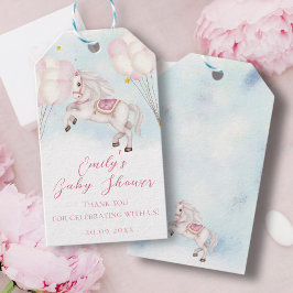 Märchenbaby Pony Rosa Ballons Stars Dusche Geschenkanhänger