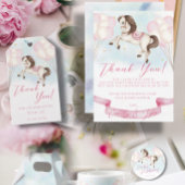 Märchenbaby Pony Rosa Ballons Stars Dusche Geschenkanhänger