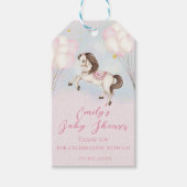 Märchenbaby Pony Rosa Ballons Stars Dusche Geschenkanhänger (Vorderseite)