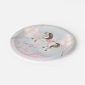 Märchenbaby Pony Rosa Ballons Stars Dusche Pappteller (Schrägansicht)
