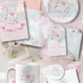 Märchenbaby Pony Rosa Ballons Stars Dusche Runder Aufkleber