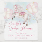Märchenbaby Pony Rosa Ballons Stars Dusche Win Weinetikett (Einzelnes Label)