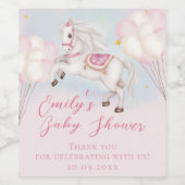 Märchenbaby Pony Rosa Ballons Stars Dusche Win Weinetikett (Einzelnes Label)