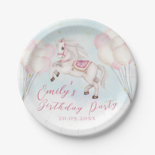 Märchenbaby Pony Rosa Ballons Stars Geburtstag Pappteller