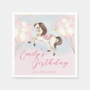 Märchenbaby Pony Rosa Ballons Stern Geburtstag Serviette