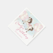 Märchenbaby Pony Rosa Ballons Stern Geburtstag Serviette (Ecke)