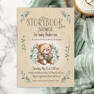 Märchenbär Sage Tan Vintage Baby Shower-Einladung Einladung