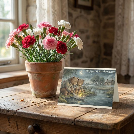 Märchenbären Papierboot | 1. Hochzeitstag Karte