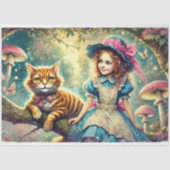 Märchenbaum Alice und Cheshire-Kat Decoupage Seidenpapier (Vorderseite)