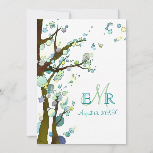 Märchenbäume Einzigartige Weiße Hochzeit Einladung (Vorderseite)