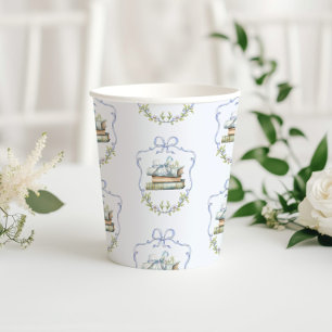 Märchenblaue Schleife Bow Vintage-Baby-Party Pappbecher