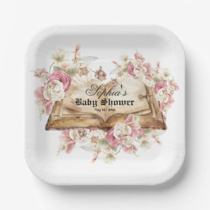 Märchenbuch Blumen Rosen Baby Shower Pappteller