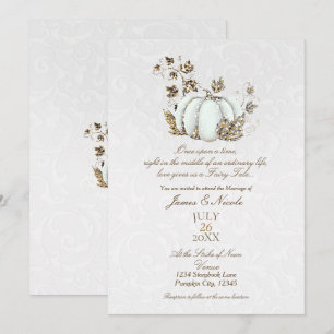 Märchenbuch Gold Weiße Kürbis Feenmärchen Hochzeit Einladung