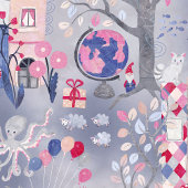 Märchenbücher und magische Kreaturen Grau Geschenkpapier