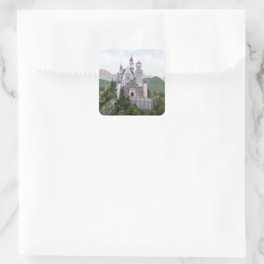 Märchenburg Quadratischer Aufkleber (Tasche)