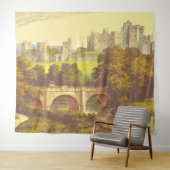 Märchenburg Vintage Illustrationslage Wandteppich (Beispiel (Horizontal))