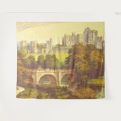 Märchenburg Vintage Illustrationslage Wandteppich (Vorderseite (Horizontal))