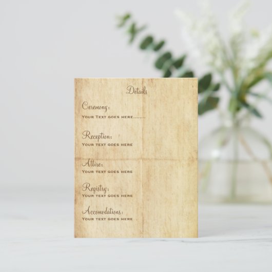 Märchendetails Portriat - Brauner Text Einladung (Stehend Vorderseite)