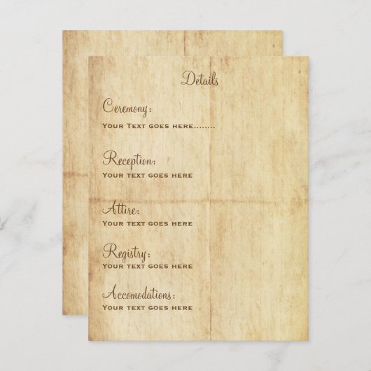 Märchendetails Portriat - Brauner Text Einladung (Vorne/Hinten)