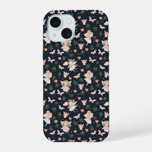 Märchenfee mit Blumen Nahtloses Muster iPhone 15 Hülle