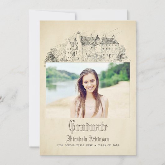 Märchenfest Altes Vintages Schloss Graduierung Par Einladung (Vorderseite)