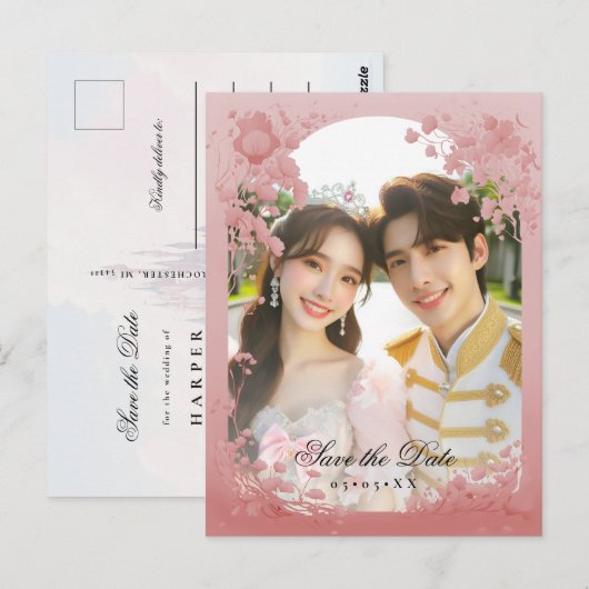 MärchenFoto Save the Date Postkarte (Vorne/Hinten)