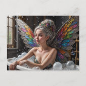 Märchenfrau mit grauem Haar nimmt eine Blase Bad Postkarte (Vorderseite)