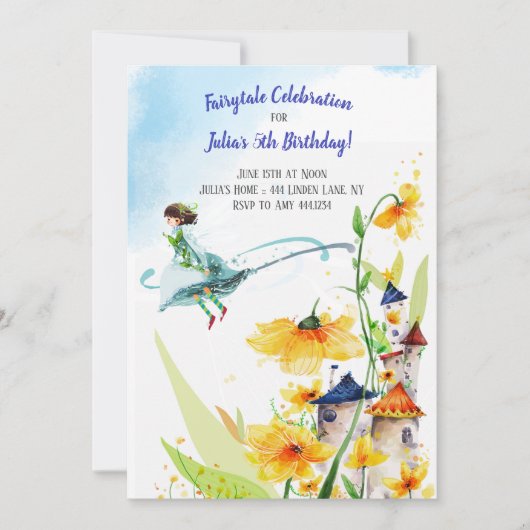 Märchengarten Geburtstag Einladung (Vorderseite)