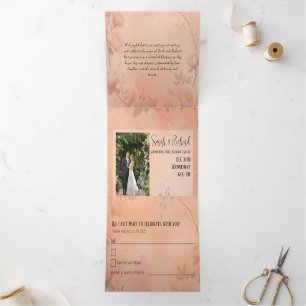 Märchengarten Glanz Hochzeit Blush Rose Dreifach Gefaltete Einladung