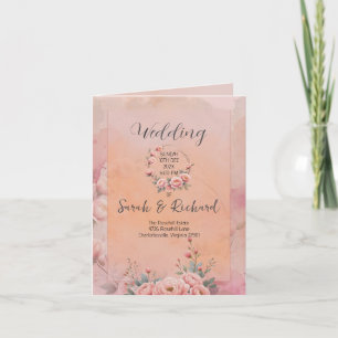 Märchengarten-Rosafarbenes Klapp-Hochzeitsprogramm Dankeskarte
