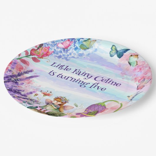 Märchengeburtstafel Pappteller (Schrägansicht)