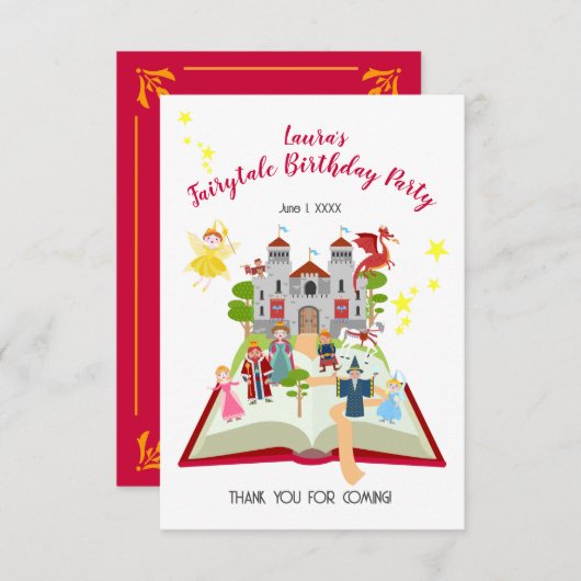 Märchengeschichten Girl's Birthday Party Dankeskarte (Vorne/Hinten)