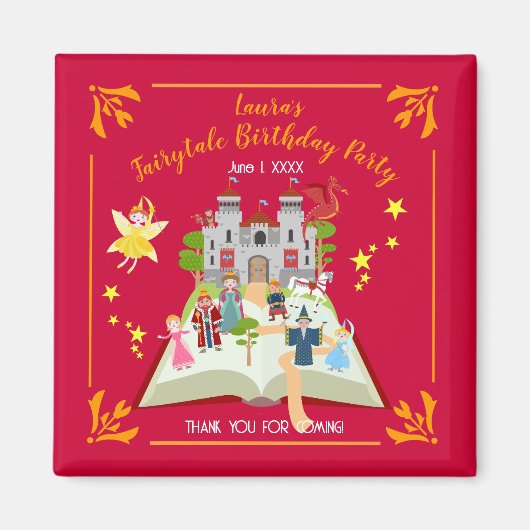 Märchengeschichten Girl's Birthday Party Magnet (Vorne)