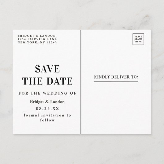 Märchenhaft bezauberter Wald Save the Date grün Ankündigungspostkarte (Rückseite)